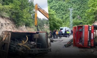 İş makinesi devrildi! 1ölü, 2 yaralı