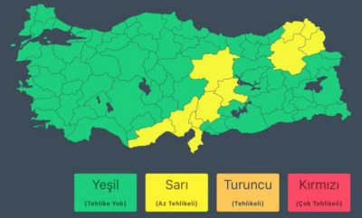 İçişleri Bakanlığı, 11 kenti ‘sarı’ kodla uyardı